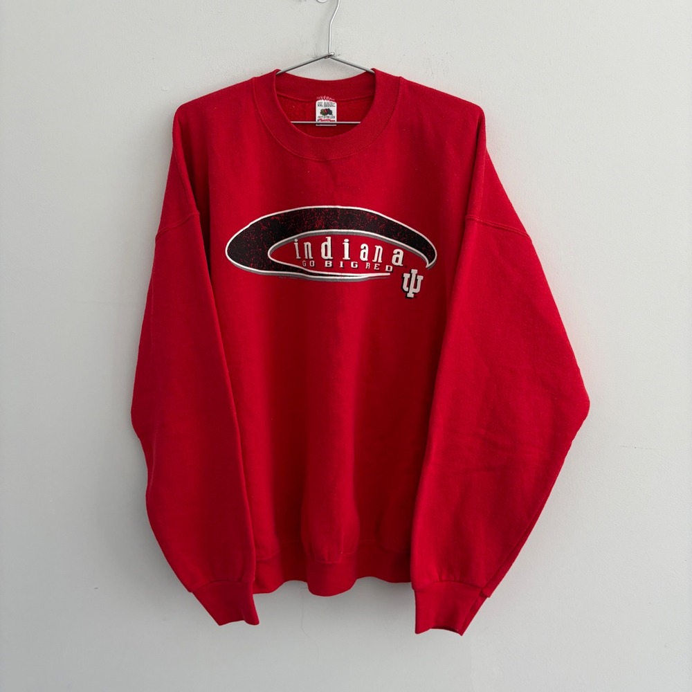 Vintage Fruit of the Loom Indiana University Go Big Red Sweatshirt XXL Red